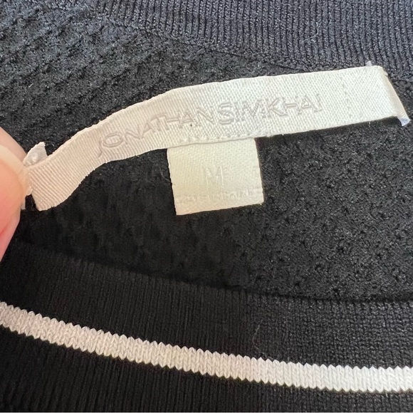 Jonathan Simkhai Black & White Side Snap Colorblock Textured Sweatshirt Medium - Picture 11 of 12
